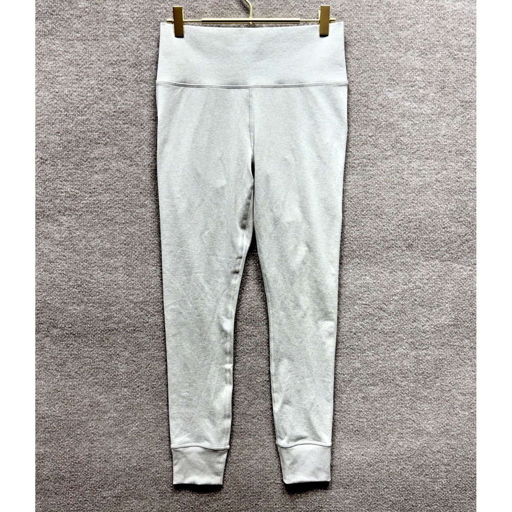 Athleta Softluxe Tight Womens Medium Beige Cuffed Ankle HR HW Athleisure EUC